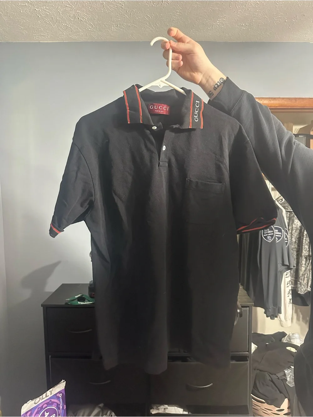 Gucci Black Polo with Red Accent Trim